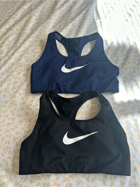 Nike Sports Bras Duo in Navy & Black with White Swoosh